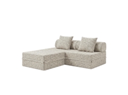 Sofá Modular 3 Lugares + Puff Convertível Tweed Cinza SKOFFA