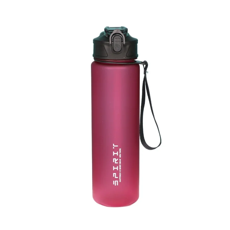 (vermelha) Garrafa De Água De 750ml Com Tampa E Escala De Tempo De Excitação, Material Plástico À Prova De Vazamentos.
