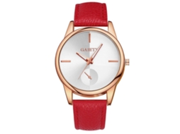 Reloj De Pulsera Analógico De Cuarzo Con Correa De Cuero Pu Redondo Gaiety Fashion Rojo