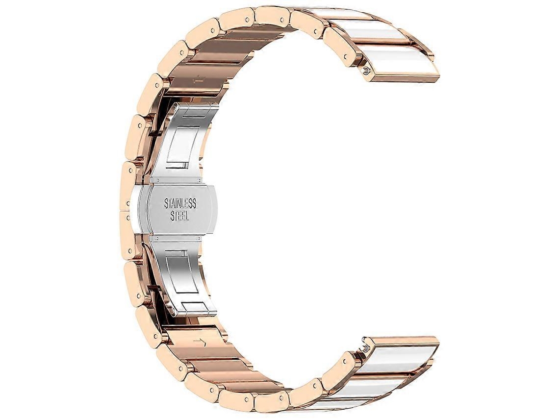 Pulseira De Cerâmica Universal De 18 Mm, Fecho Triplo, Acessórios Para Relógio Com Pulseira Universal De 18 Mm Olysi Shop (ouro Rosa E Branco)
