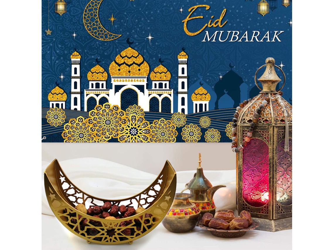 Prato De Servir Para Eid Al-adha (material De Ferro, Design De Lua E Estrela) Eoocoo