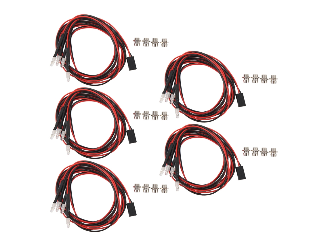 Mali kit de Luzes Led Frontais para Carro Rc 5pcs 7.4v Pérolas 3mm Branco e Vermelho Silicone Durável para Reparo e Substituição