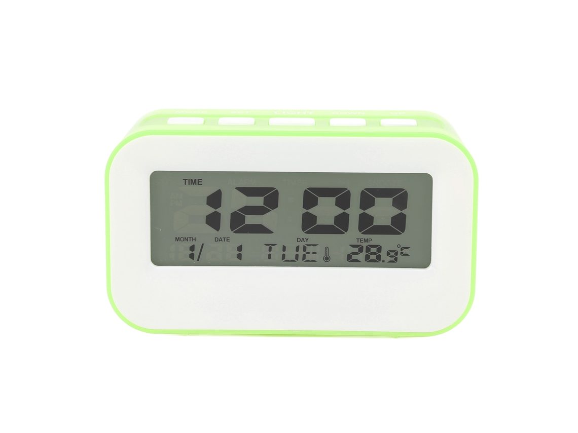 Reloj Despertador Niños Lcd Luz Musical Temporizador Recordatorio Cumpleaños Verde
