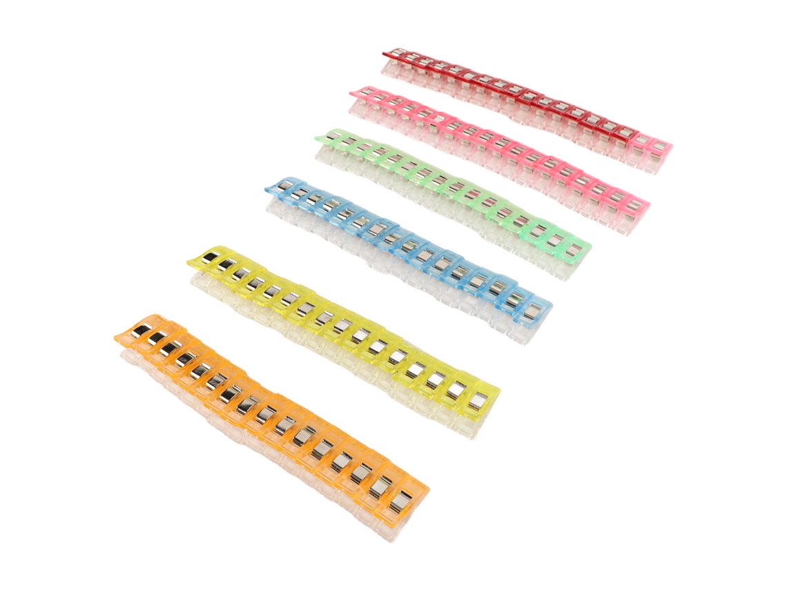 100 Clipes de Costura Multiuso de Plástico para Patchwork, Artesanato e Renda, Cores Sortidas