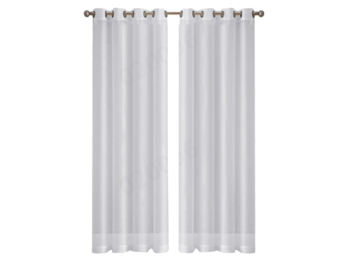 Cortinas De Voil Branco Semitransparente (textura Com Aspeto De Linho), 54 X 84 Polegadas, Conjunto Com Duas Peças, Branco.