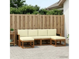 Vidaxl Conjunto De Sofás Para Exterior 6 Pcs Natural E Creme Poliéster
