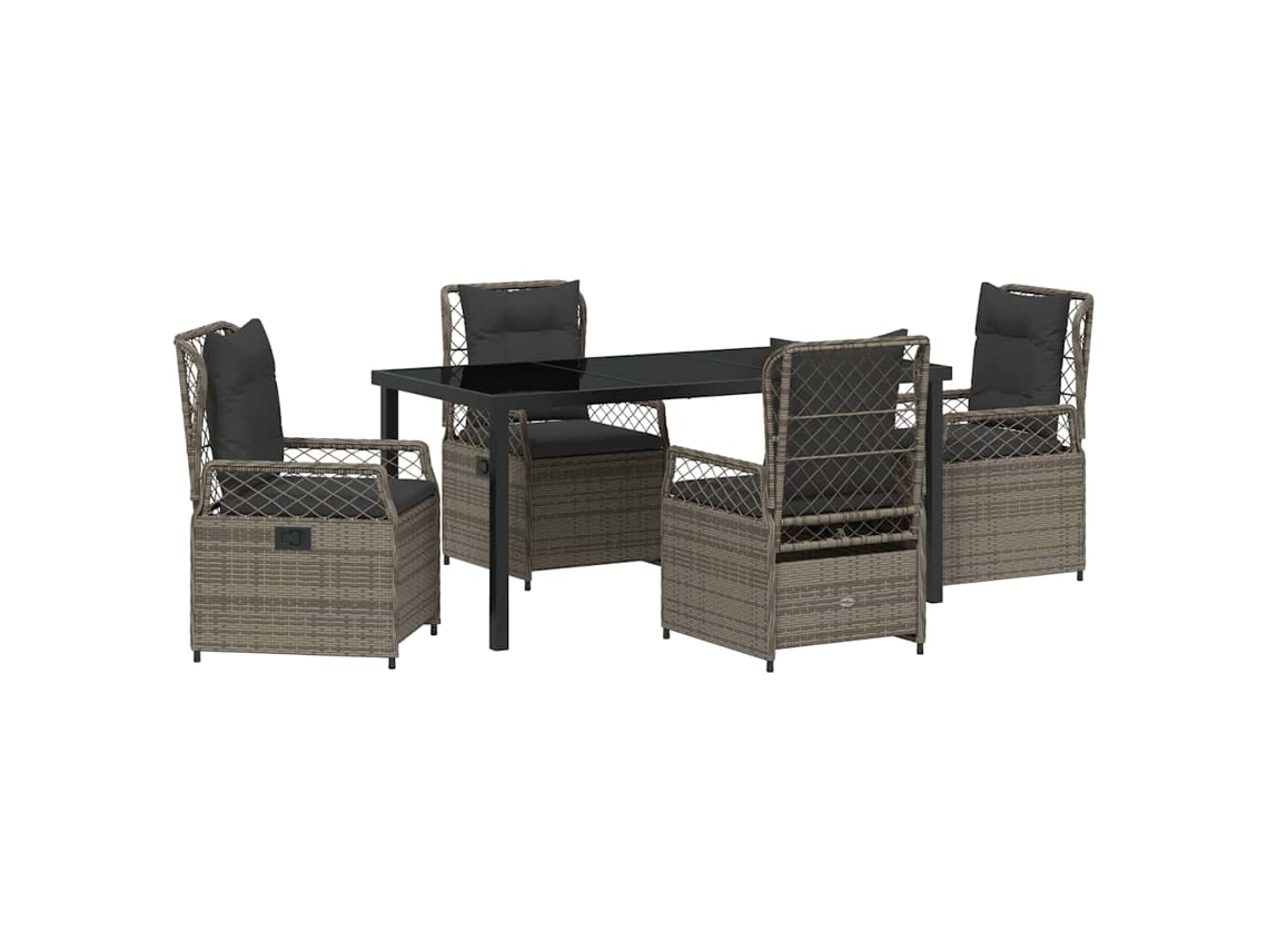 Conjunto de Jantar para Jardim 5 Peças Cinzeto Vime Pe MAISON EXCLUSIVE