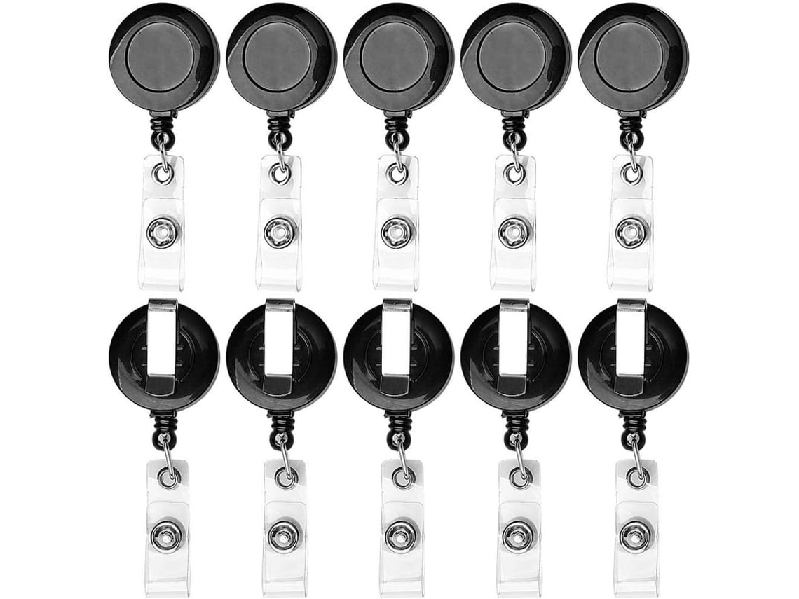10 Pack Porta-chave Retrátil Com Cordão De Nylon E Clip De Cinto Porta-identificação Resistente