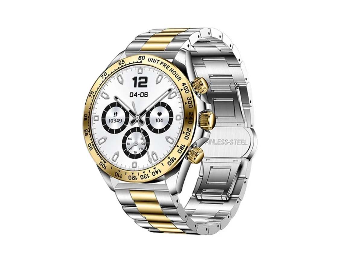 Smartwatch com Bluetooth, botão giratório, monitoramento de frequência cardíaca e pressão arterial Prata Bestvite