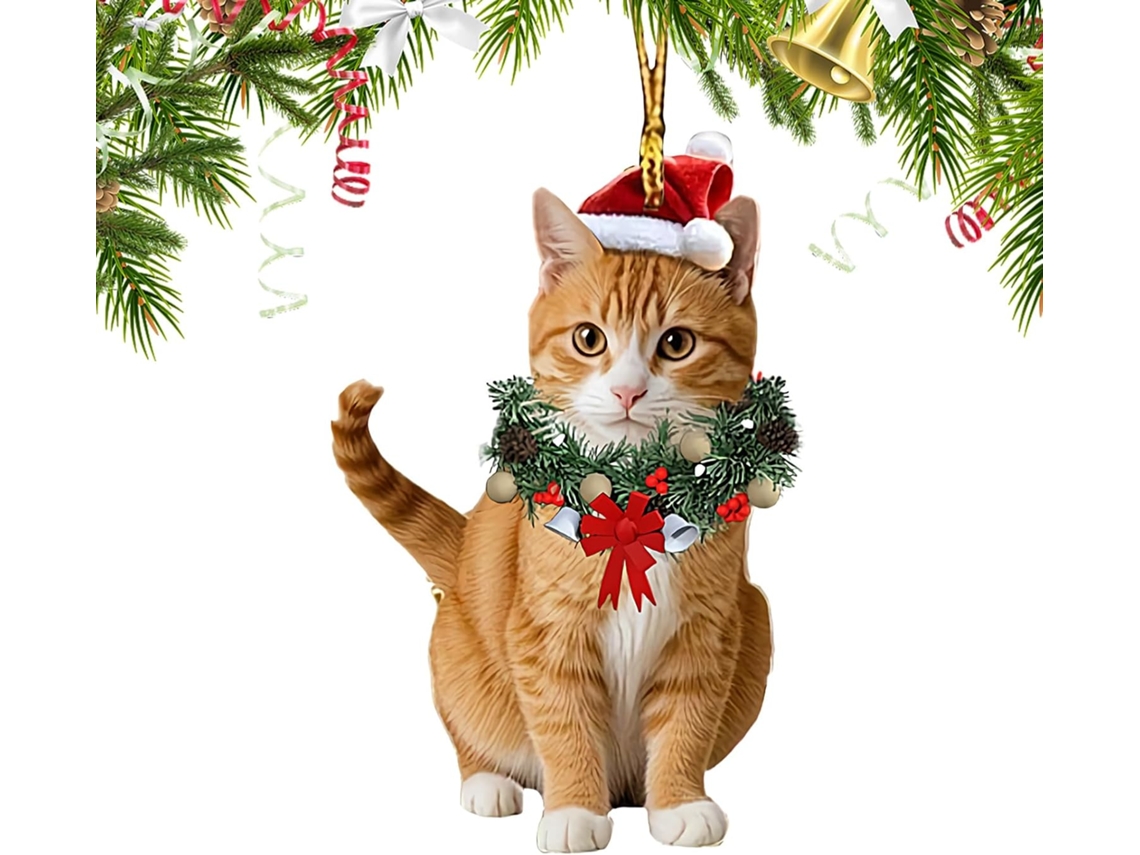 Enfeite Árvore Natal Ornamentos Acrílico Design Plano Lindas Estatuetas Felinas Lareira Jardim Escritório GOKOCO