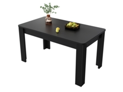 Mesa De Jantar Retangular Preta Moderna - Design Robusto Com Quatro Pés Para Jantar E Lounge
