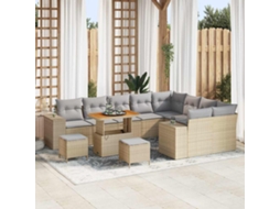 Vidaxl Conjunto De Sofá De Jardim 12 Unid. Bege Vime Pe