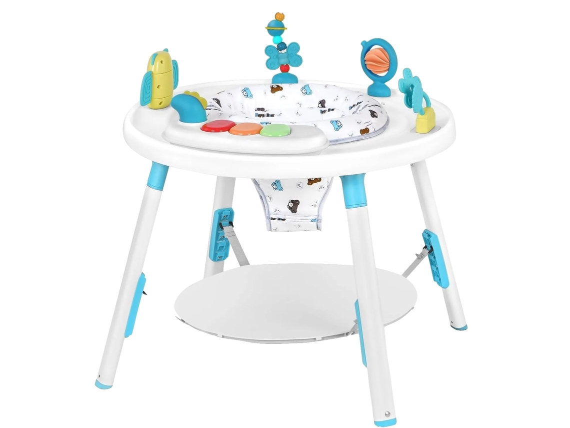 Centro De Atividades Para Bebês, Design 3 Em 1, Assento Rotativo 360°, Azul