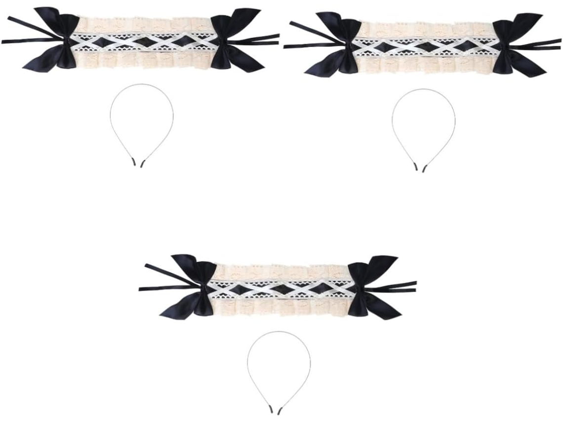 Conjunto De 3 Faixas De Cabelo Pretas Com Renda - Acessório De Cabelo Elegante Para Sair E Eventos Especiais.