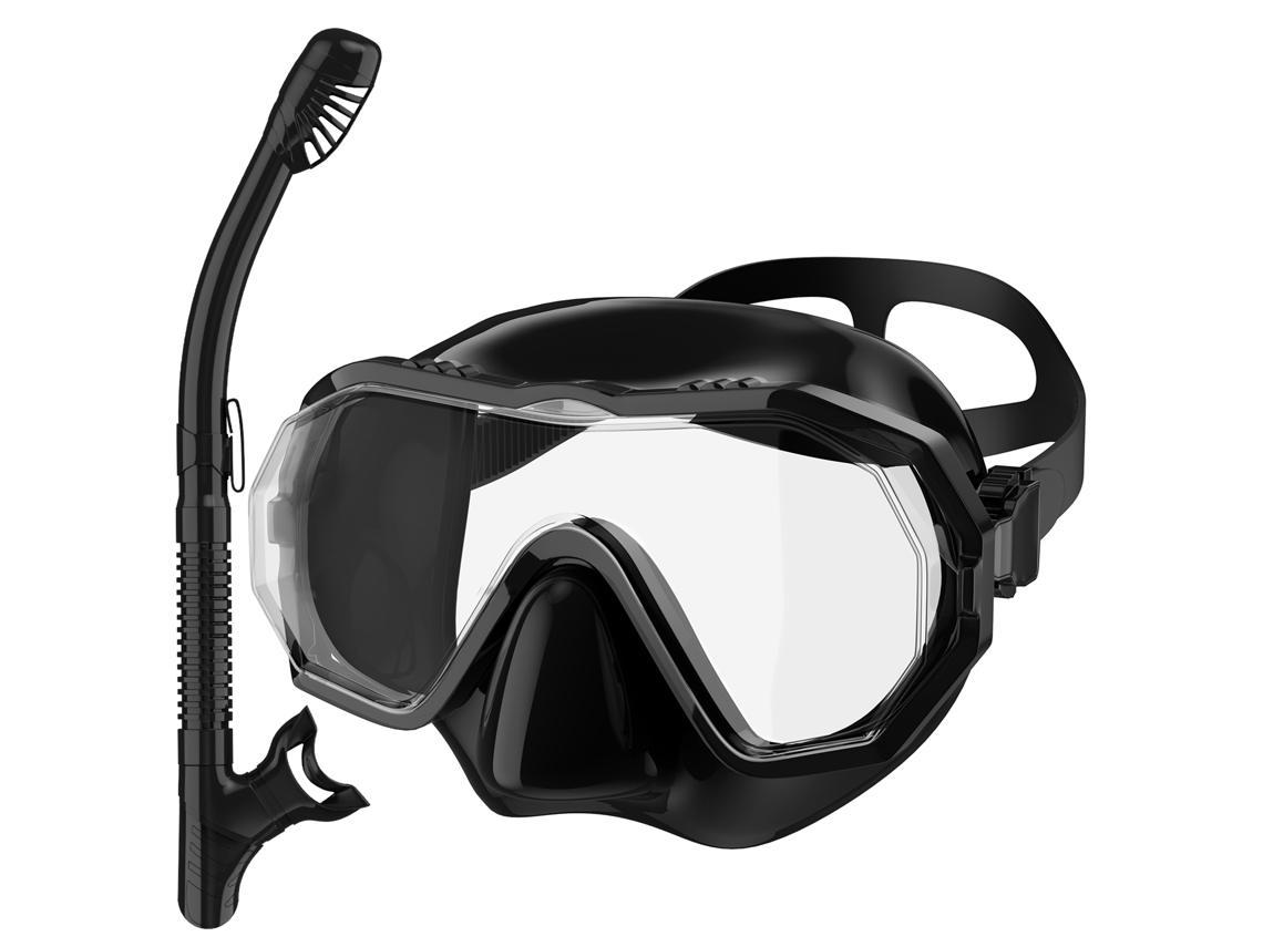 Conjunto De Snorkel Seco, Máscara De Mergulho Antiembaçante, Equipamento Profissional Para Mergulho Com Snorkel, Óculos De Natação Preto SUNNY SPACES