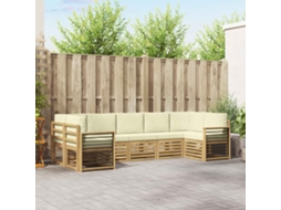 Vidaxl Conjunto De Sofá Sectional 7 Pcs Branco E Creme Poliéster