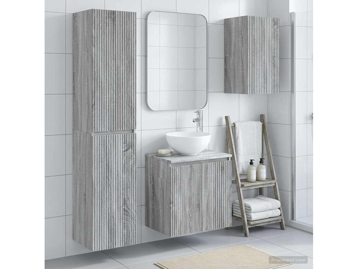 Vidaxl Conjunto De Móveis Para Banheiro 3 Unid. Sonoma Cinzento