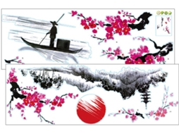 Adesivo De Parede Com Paisagem Em Estilo Chinês, Conjunto De 2 | Pvc