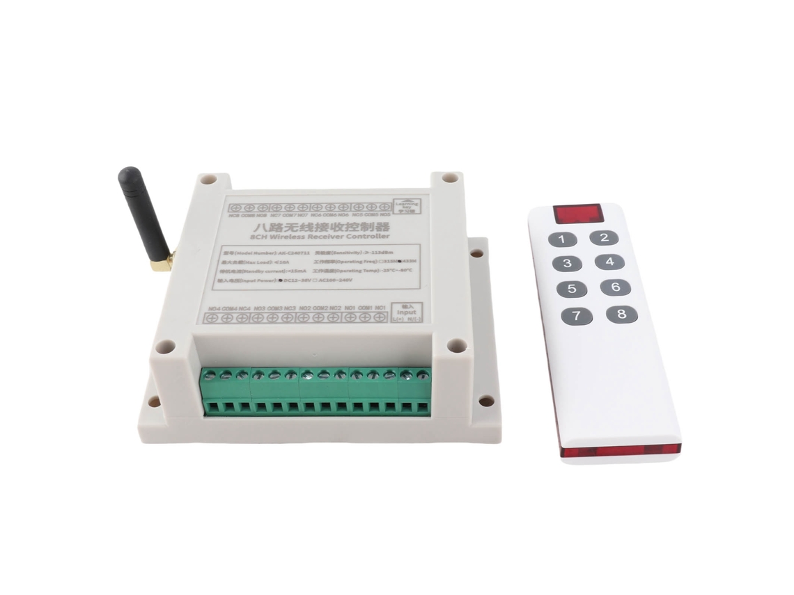 Aetheria módulo de Relé 8 Canais 10a Dc 12v 36v com Controle Remoto para Controle de Lâmpadas