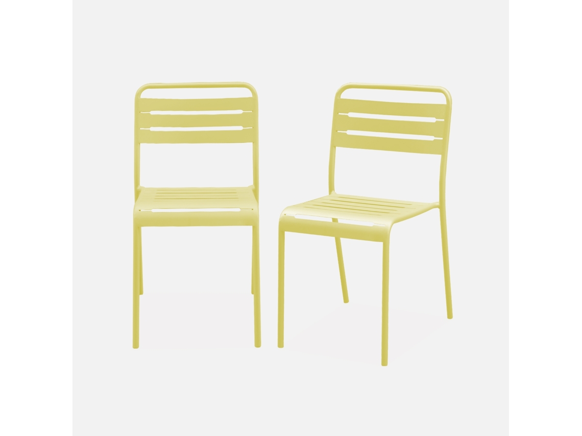 Cadeira De Jardim Bistrô Em Aço, Set De 2, Amarelo