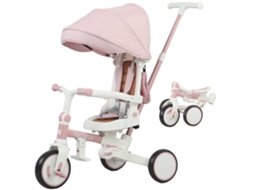 Triciclo Infantil 5 em 1 Conversível , Rosa, 1 3 Anos (alça Ajustável, Cinto Segurança, Bolsa)