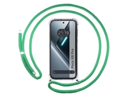 Capa Tumundosmartphone Transparente Para Xiaomi Poco X8 Pro 5g Com Correia Verde-água