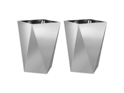 Conjunto 2 Caixa De Vaso Vidaxl Prateado Aço (50 X 50 X 75 Cm)