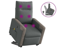 Poltrona Elevatória De Massagens Tecido Cinzento Escuro Lovely Home