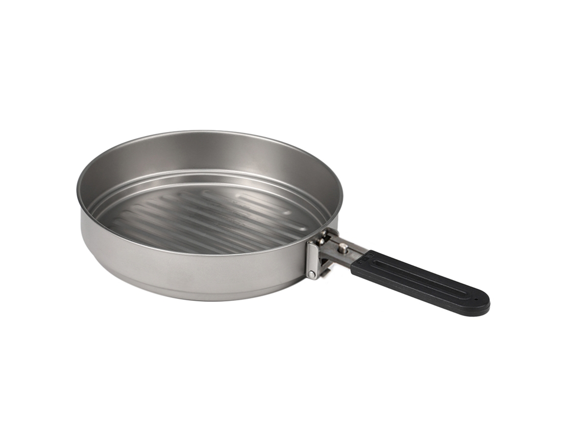 Panel de Fritar de Titânio 1100ml para Camping com Alça Plegável
