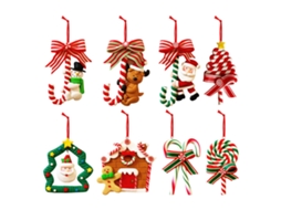 Laxiscreed Pack De 8 Enfeites De Natal Em Argila Para Pendurar Doces Decorativos