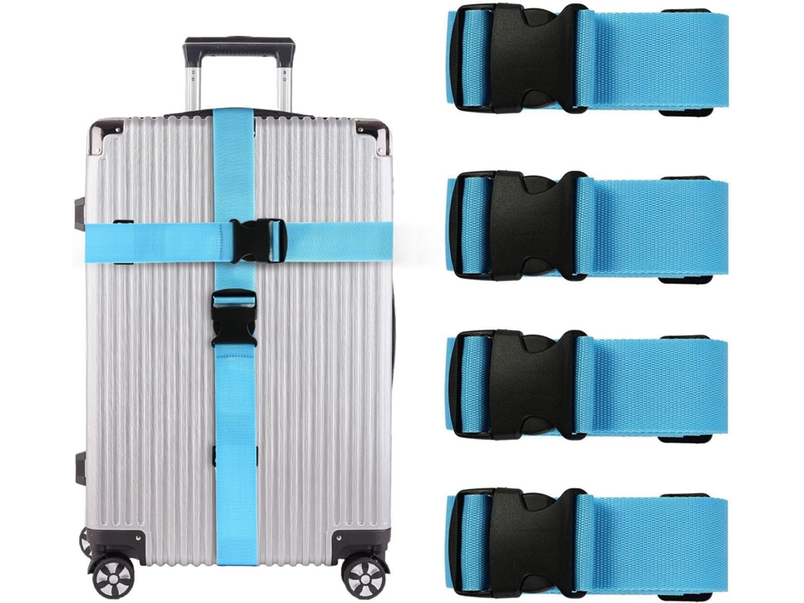 (azul) Conjunto De 4 Cintas Bagagem Ajustáveis​​ Para
