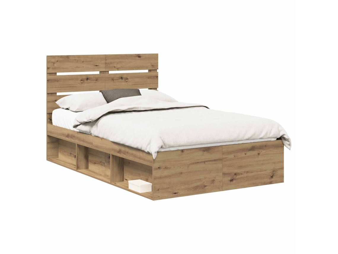 Estrutura da Cama com Cabeceira Carvalho Artesanal 120x190 cm MAISON EXCLUSIVE