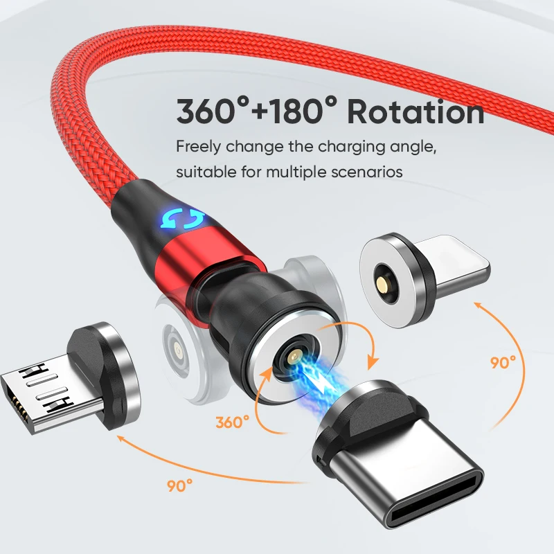 Cabo de Carregamento Magnético Micro usb para Cabo Magnético Ed Vermelho AQUAFORGE