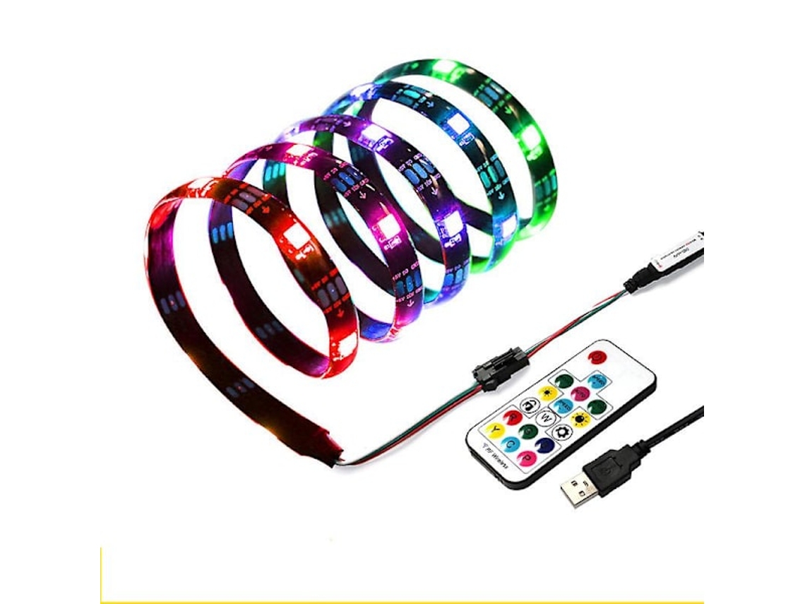 Fita Led Flexível, Formato De Arco-íris, 2 M, Alimentação Usb, Comando Remoto, Para Quarto, Televisão, Móveis, Festas E Ambiente Personalizado