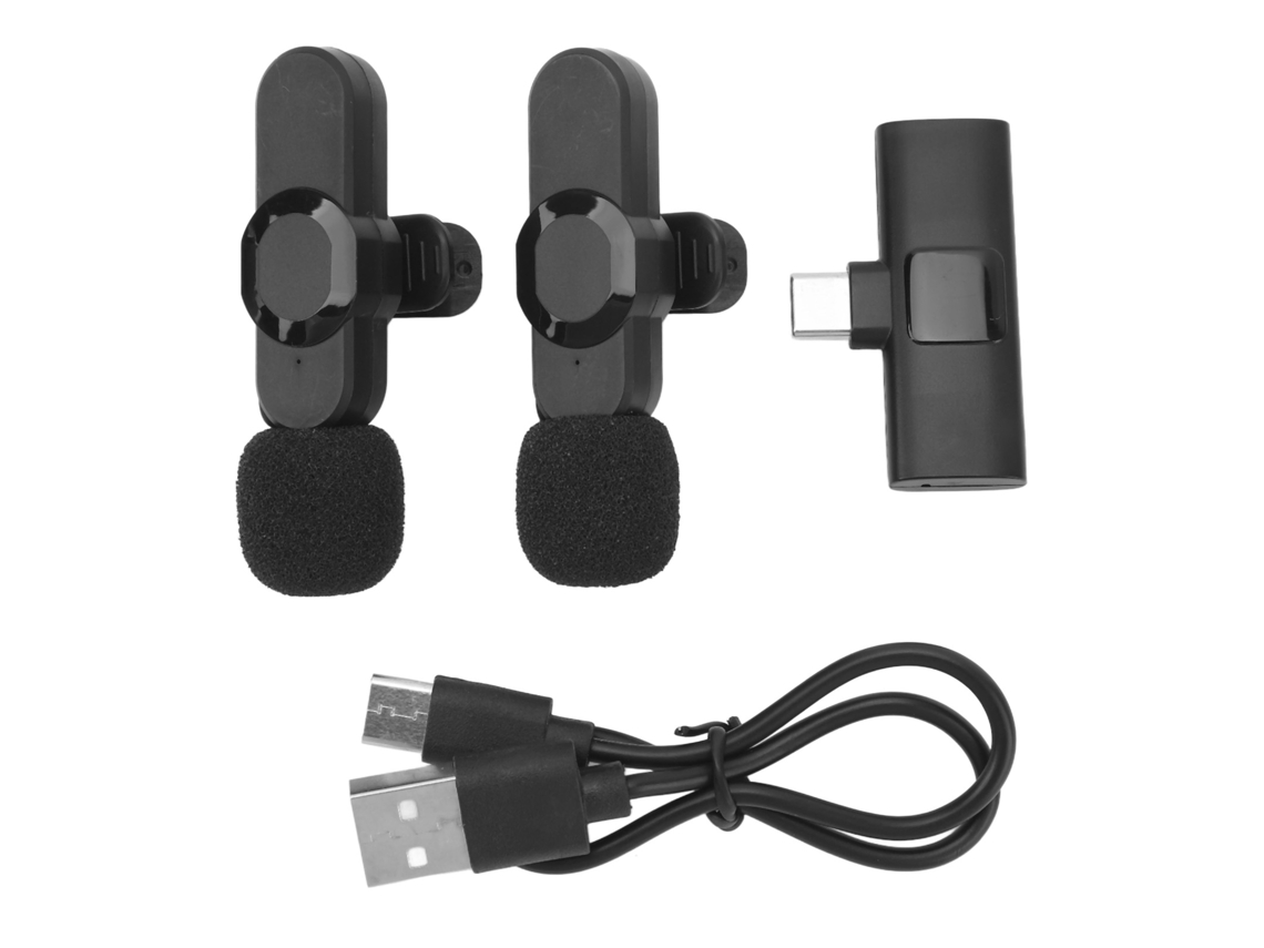 2pcs Microfone Lavalier Sem Fio 2.4ghz Redução de Ruído Mini Clip para Gravação Transmissão Ao Vivo Android S/MARCA