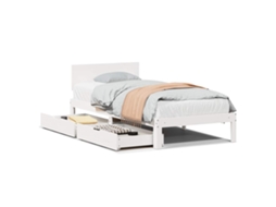 Estrutura de Cama com Gavetas 90x200 cm Pinho Maciço Branco MAISON EXCLUSIVE
