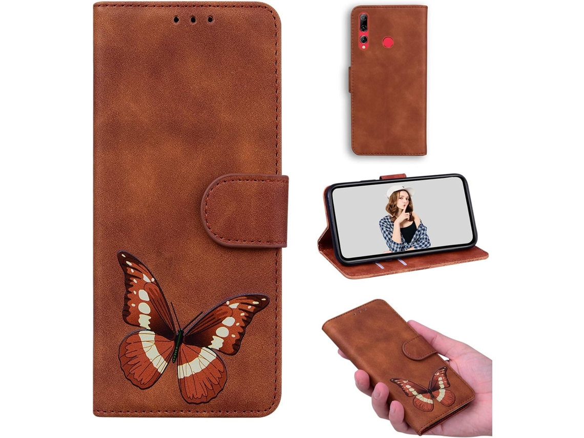 Capa Fólio Stand Slot para Honor, Huawei Huawei P Smart 2019/10I/20I HONGWE. com Porta-Cartões Castanho