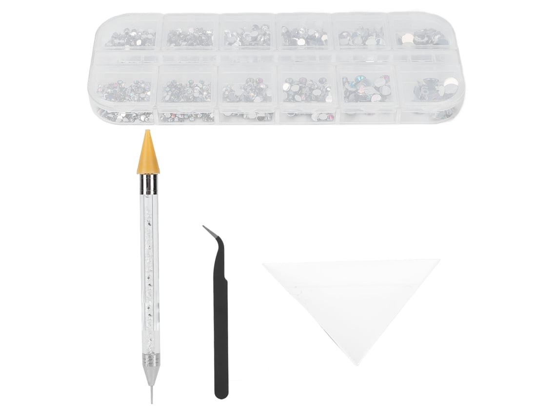 Conjunto De Strass Para Artesanato De Unhas Com Caneta De Ponto Dupla, Pinça E Prato Triangular
