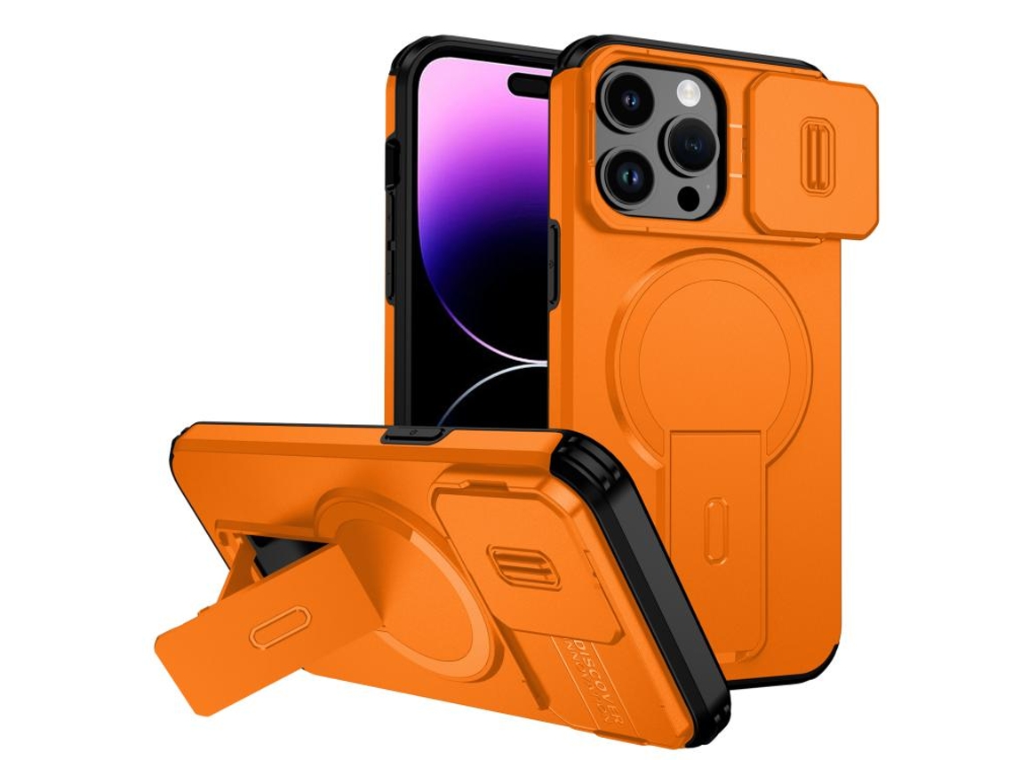 Capa Com Suporte Magsafe Para Iphone 14 Pro Max - Abertura Deslizante Com Proteção De Câmara