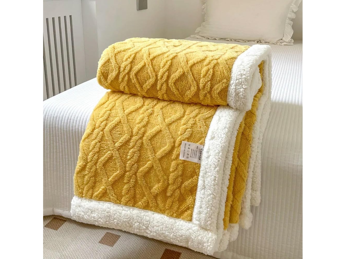 Manta de Lã Polar Camada Dupla para Outono e Inverno Grossa Quente Ideal uma Soneca no Escritório Ou um Sofá c