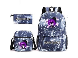 Conjunto De Três Peças Mochila Escolar Uzi Com Estojo Para Lápis E Bolsa Ombro Murder Drones _26 Aquaforge
