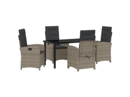 Conjunto 5 Conjunto De Jantar Para Jardim Vidaxl Cinzento Vime Pe (140 X 70 X 73 Cm)