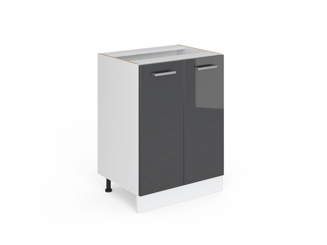 Móvel baixo universal R-Line, 60 cm com portas, sem bancada, Antracite alto brilho, Vicco