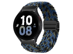 Pulseira Esportiva De Nylon Trançado Com Fecho Magnético Para Huawei Gt6 Gt5, Samsung Galaxy Watch7, Camuflagem Azul