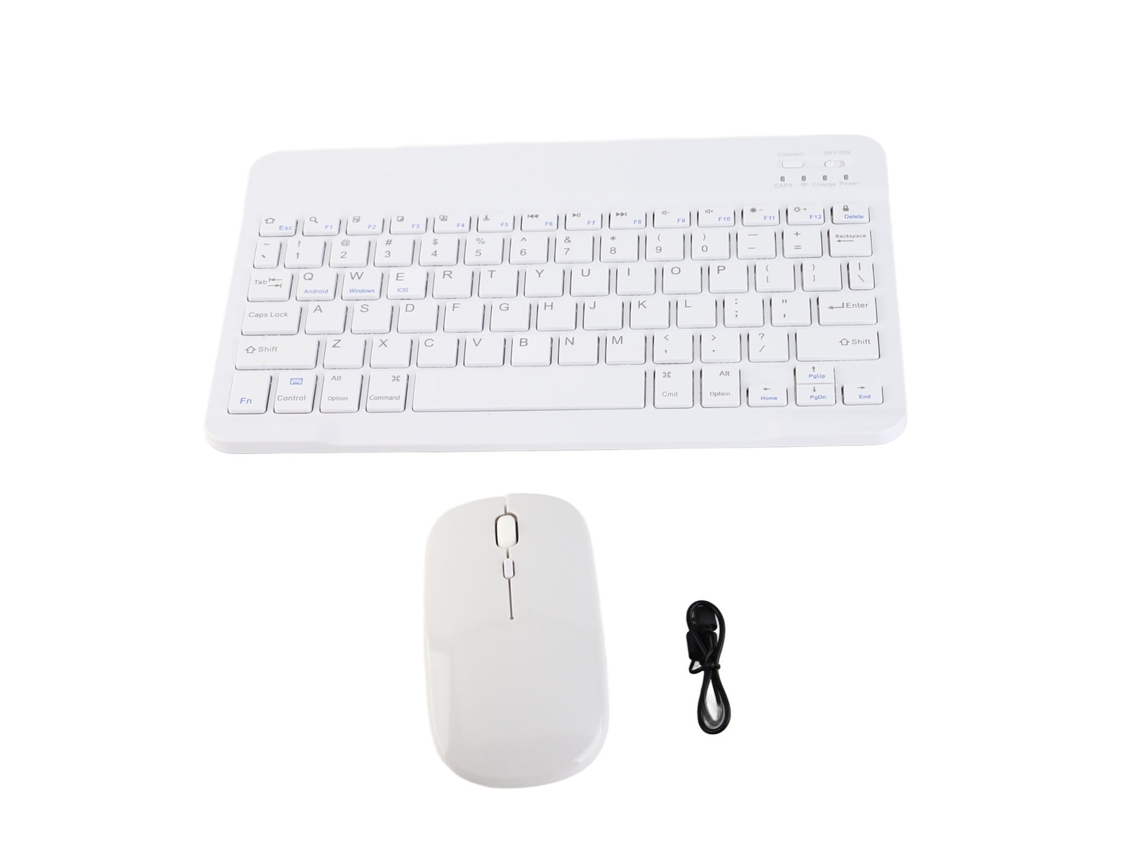 Aetheria combo Teclado e Mouse Ultra Fino Silencioso 1600 Dpi Sem Fio Bt Usb para Pc Celular Tablet Branco