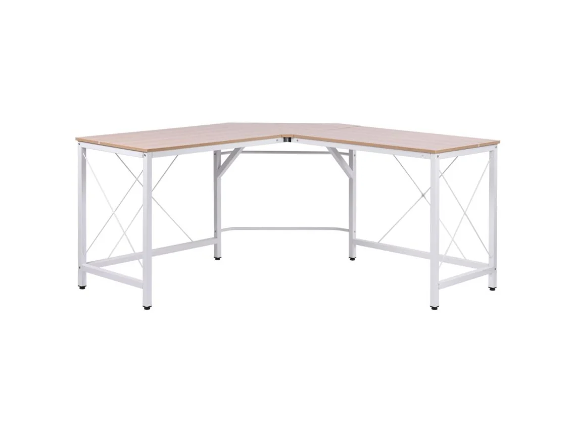 Mesa De Escritório Em L 150x150 Cm, Secretária De Canto Para Trabalho E Computador Em Mdf Acabamento Natural Bga Store