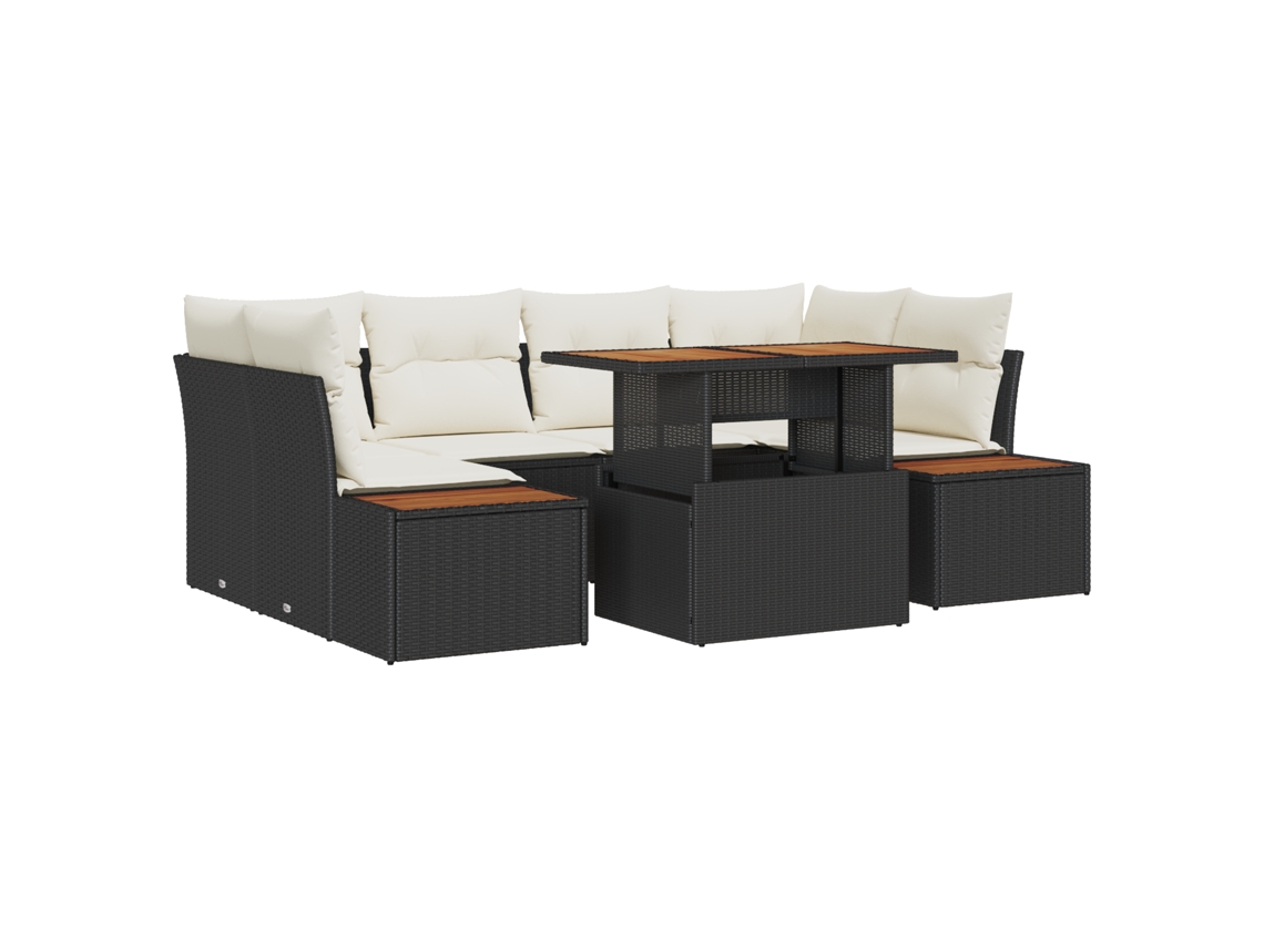 Conjunto 9 Conjunto De Jantar Para Jardim Vidaxl Preto Vime Pe (100 X 55 X 73 Cm)