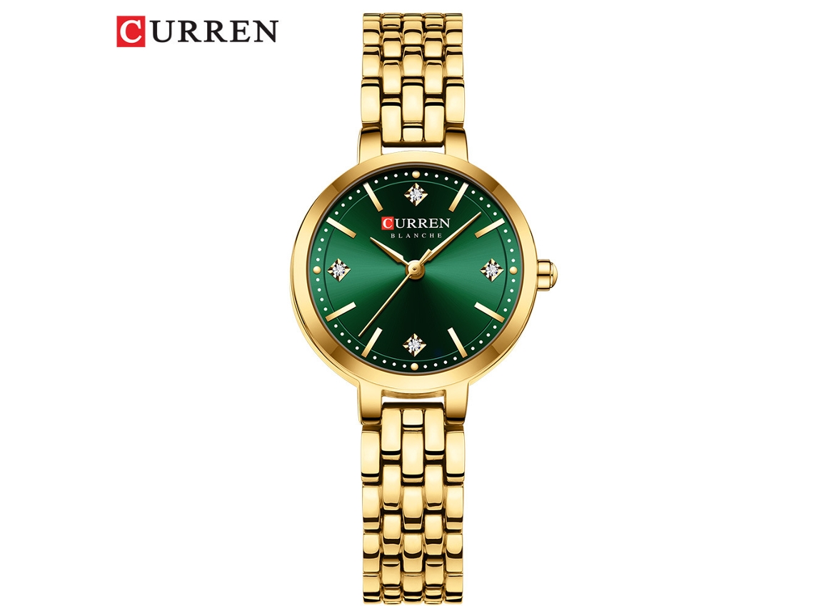 Relógio De Pulso Feminino Casual, Com Mostrador Pequeno E Strass (dourado E Preto), Estilo Casual, Quartzo, Compacto.