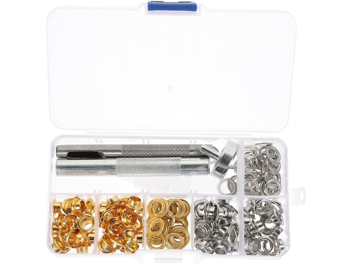 Kit Com 100 Ilhós de Liga Metálica 6 Mm, Incluindo Ferramentas