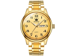 Lurelia Relógio Masculino, Movimento De Quartzo, Data/calendário, Luminoso, Detalhes Com Strass, Aço Inoxidável, Dourado